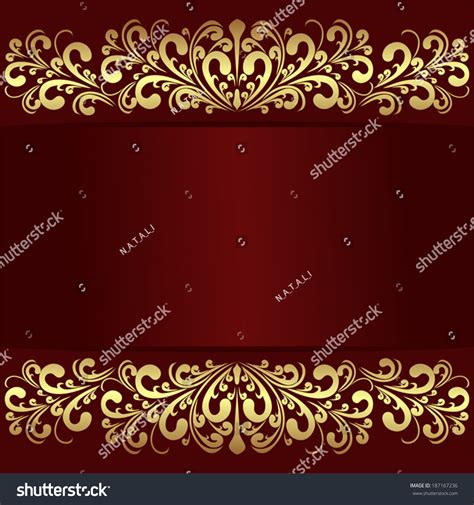 Luxury Red Background Golden Royal Borders Vector De Stock Libre De