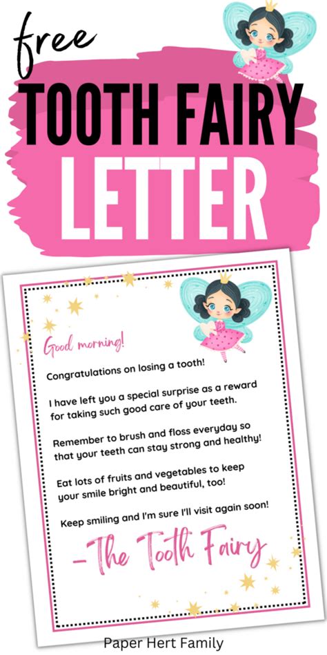 Free Tooth Fairy Letter Printable Your Kid Will Love