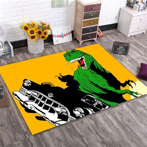 T Rex Chase Dinosaurs Rug Home For Living Room Rever Lavie