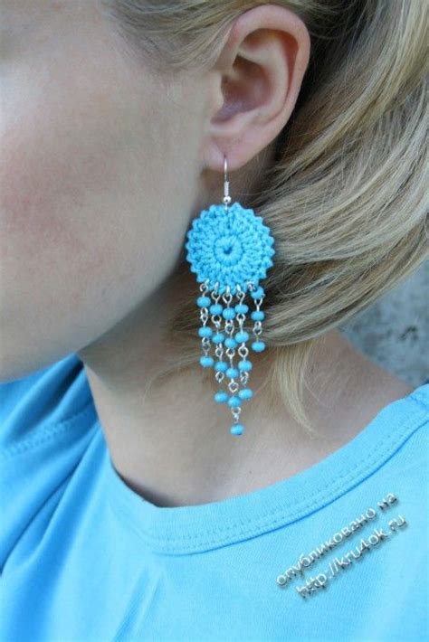 Вязаные крючком сережки | Crochet earrings pattern, Beaded jewelry ...