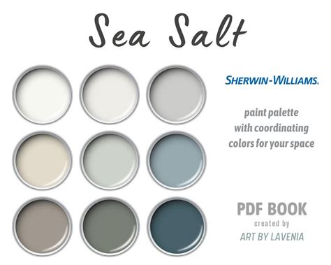 Sea Salt Sherwin Williams Paint Color Palette Coastal Etsy