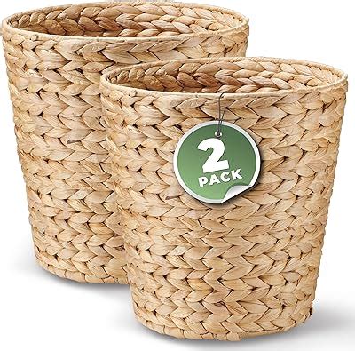 Amazon Ctosree Pcs Wicker Trash Can Basket Woven Waste Basket