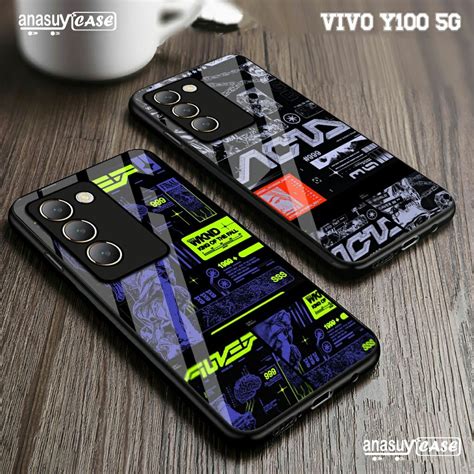 Jual Jual Softcase Glass Kaca VIVO Y100 5G Terbaru 2023 Motif Aesthetic