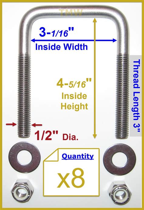 Stainless Steel Square U Bolts Industrial Tech