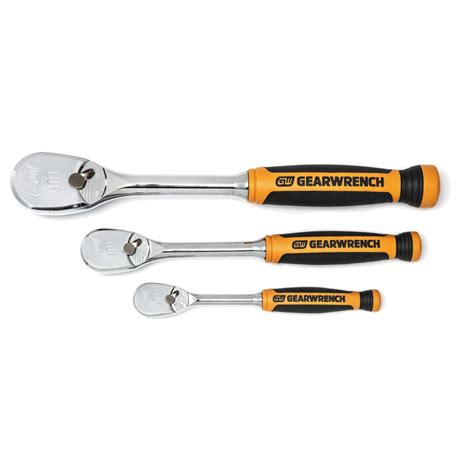 Gearwrench 3 Pc 14 38 And 12 Drive 90 Tooth Dual Material Ratchet Set 81207t