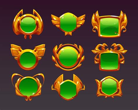 Free Vector Game Level Golden Ui Icons Buttons Empty Badges