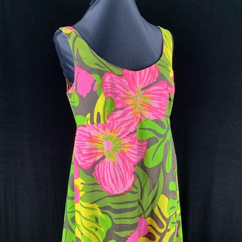 1970s Maxi Sundress Tropical Flower Dress Calypso Empire Etsy