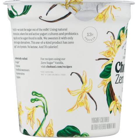 Chobani Zero Sugar Vanilla Flavor Yogurt 32 Oz