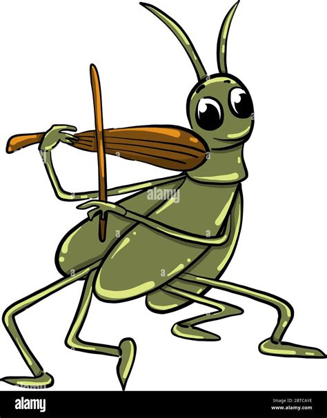 Grasshopper With Violin Illustration Vector On White Background Stock Vector Image And Art Alamy