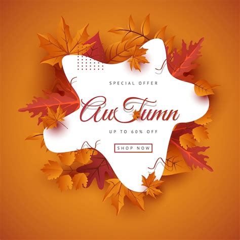 Premium Vector Autumn Sale Banner Layout Decorate With Leaves