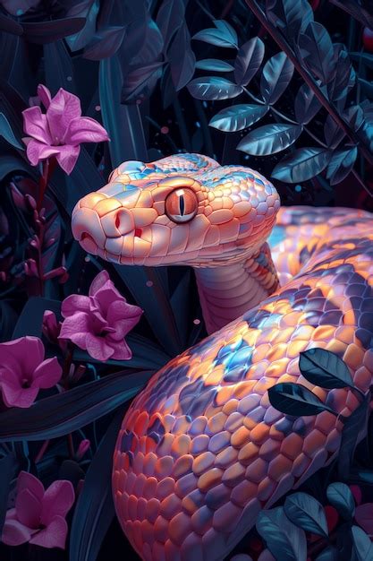 Serpent de dessin animé en 3D dans la nature Photo Gratuite