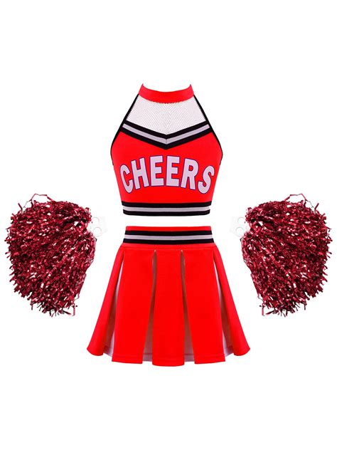 Yizyif Big Girls 2pc Cheerleading Outfit Cheer Halter Neck Dancing