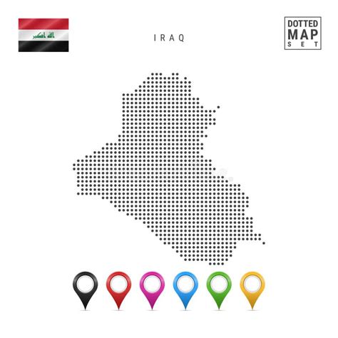 Vector Dotted Map Of Iraq Simple Silhouette Of Iraq The National Flag