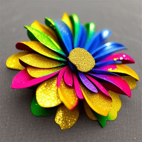 Rainbow Flower with Golden Glitter · Creative Fabrica