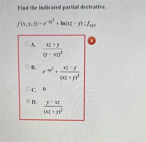 Solved Find The Indicated Partial Derivative