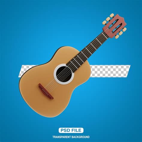 Ilustração 3d de guitarra acústicajpg PSD Premium