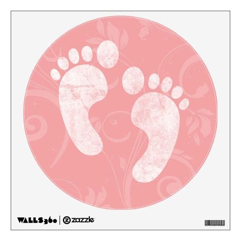 Pink/White Baby Footprints Wall Decal | Zazzle | Nursery wall decals ...