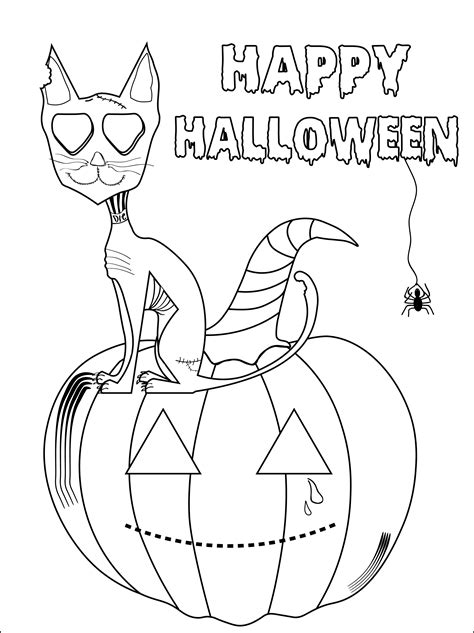 Dibujo Para Colorear Gato Y Calabaza S Halloween Dibujos De Hot Sex