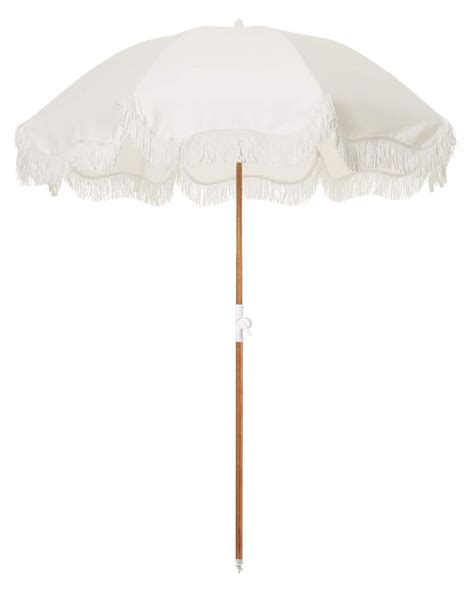 Business And Pleasure Co Holiday Umbrella White Boho Beach Umbrella With Fringe Upf 50