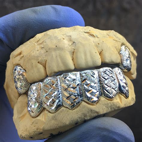 Solid Sterling Silver Custom Grillz Two Canine Teeth And Bottom Six