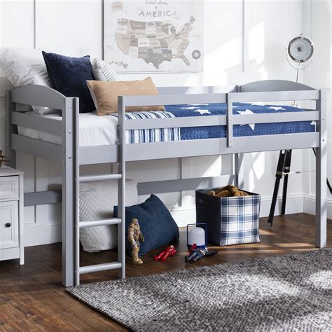 Manor Park Solid Wood Junior Twin Low Loft Bed Grey Walmart