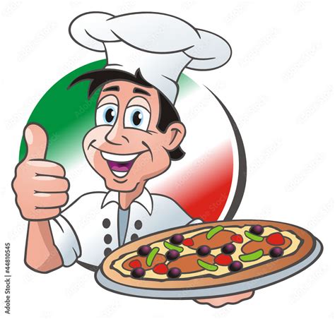 Pizza Cook Thump Up Vector De Stock Adobe Stock