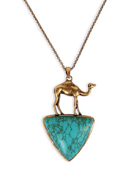 Lucky Brand Gold Tone Turquoise Pendant Necklace In Gold Lyst