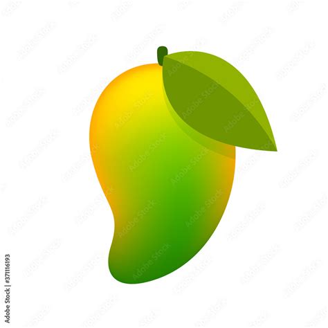 Mango Yellow Green Fruit Simple Isolated On White Background Ripe