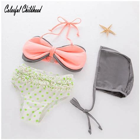 Bañador para niñas pequeñas ropa interior sombrero bikini con lazo grande Pantalones