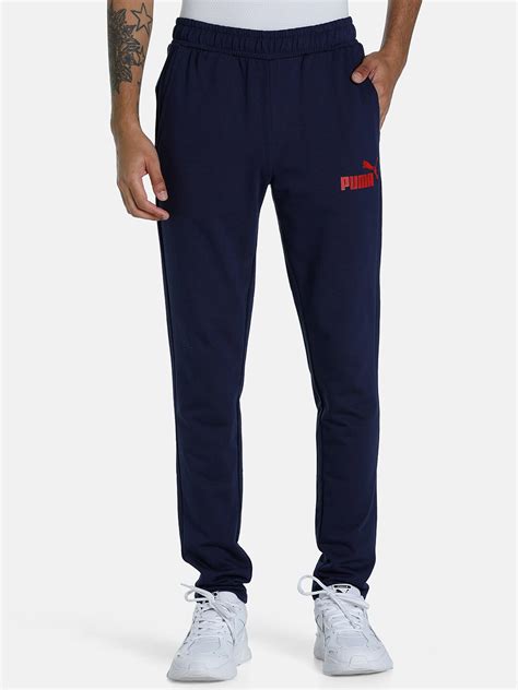 Buy Puma Men Navy Blue Solid Slim Fit Cotton Trackpants Track Pants