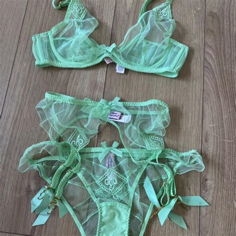 Mint Green Sheer Agent Provocateur Lingerie Set Depop