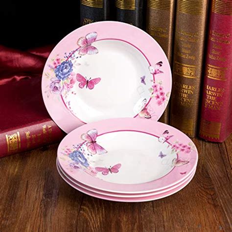 Porcelain Fine China Soup Pasta Bowls Wide Rimmed Set 4 Gift Box 9 inc – London Boutique Lifestyle