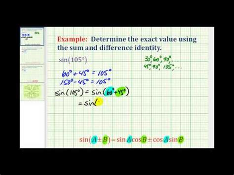 Example Using The Sum And Difference Identity To Determine A Sine