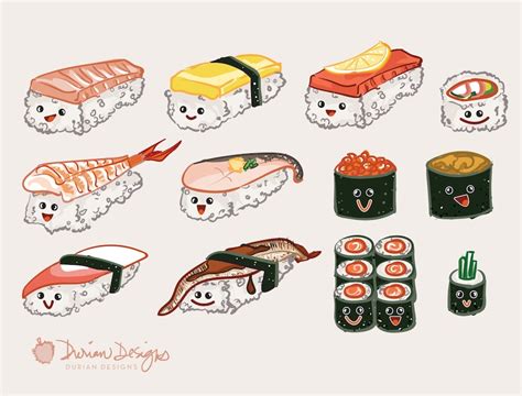 Cute Sushi Clip Art Commercial Use, Food Images, Maki California Roll ...