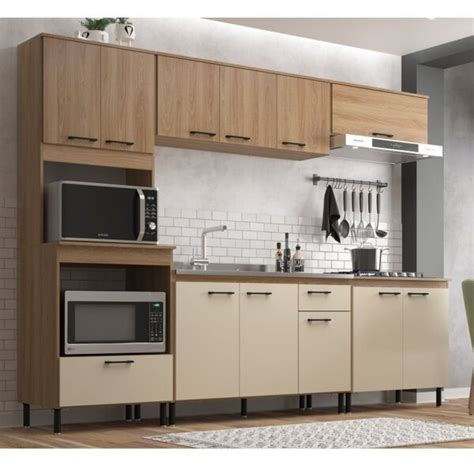 Cozinha Modulada 5 Peças 12 Portas E 1 Gaveta Maysa Madeira Oak dunas