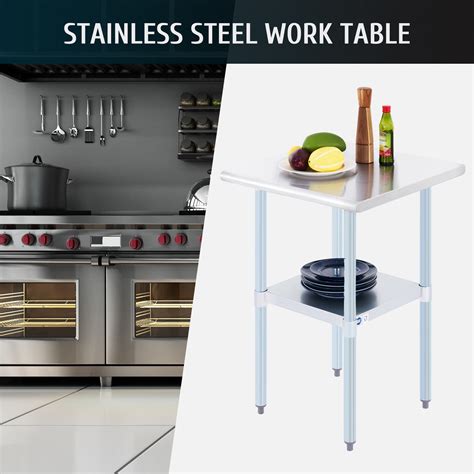 Wilprep Stainless Steel Prep Table With Adjustable Shelf 24x24 Inch