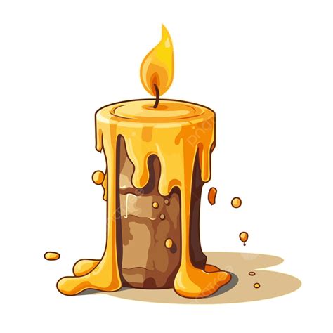 Melted Candle Clipart Cartoon Candle With Wax Dripping On White Wall ...