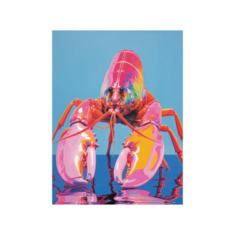 Pink Lobster Wall Art Lobster Poster Rainbow Colors Art - Etsy