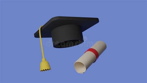 Graduation Cap and Diploma on Blue Background. Graduation of University ...