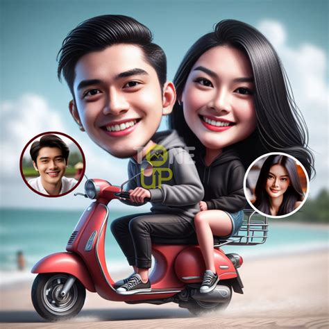 Jual Jasa Edit Foto Ai Karikatur 3D 4D Pasangan Couple Vespa Skutik