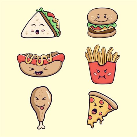 Premium Vector Fast Food Cute Vector Art