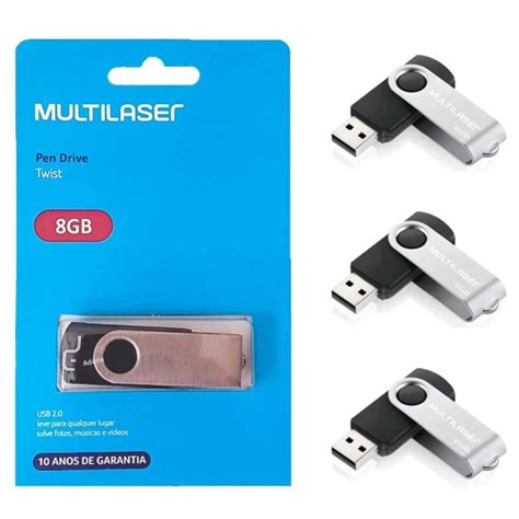 Pendrive Multilaser Twist 8gb Preto Original Atacado 20un Submarino