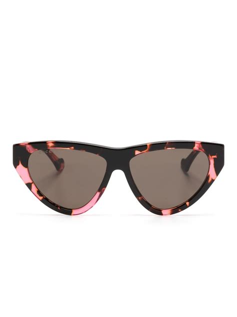 Gucci Eyewear Tortoiseshell Cat Eye Sunglasses Pink Farfetch Uk