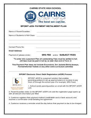 Fillable Online Cairnsshs Eq Edu Cairns State High School Payment