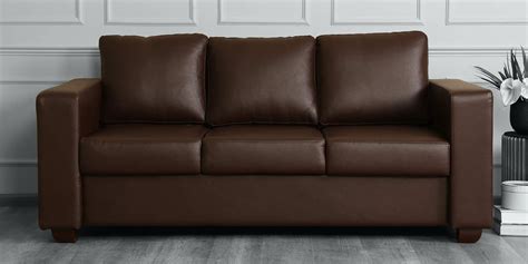 Buy Sato Leatherette 3 Seater Sofa In Texas Brown Colour At 41 OFF By