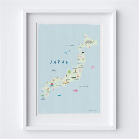 Illustrated Hand Drawn Map Of Japan By Uk Artist Holly Francesca