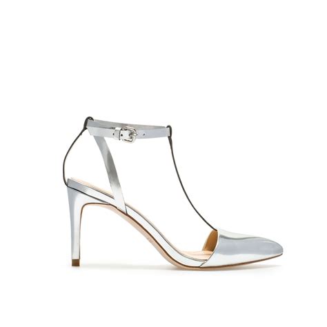 Laminated High Heel Sandals With Ankle Straps Shoes Woman Zara United States Heels