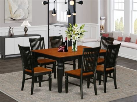 East West Furniture Weston Piece Wood Dining Set In Black Cherry