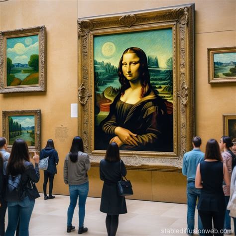 Vincent Van Gogh Style Painting Of Mona Lisa Displayed In The Louvre