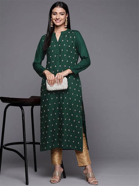 Buy Green Embroidered Pashmina Wool Straight Kurta Online At Rs 624 Libas